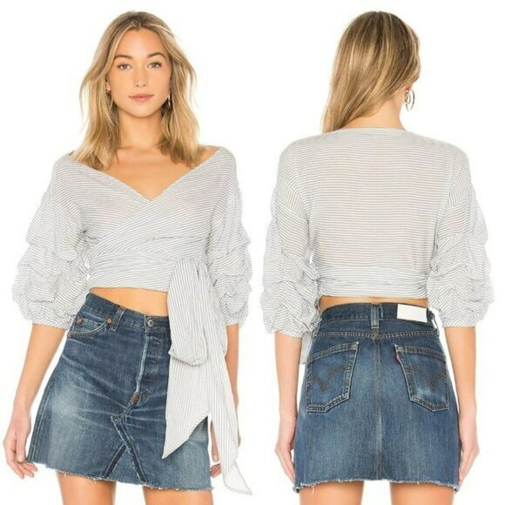 Lovers and Friends Bow Blouse - Blue Stripe